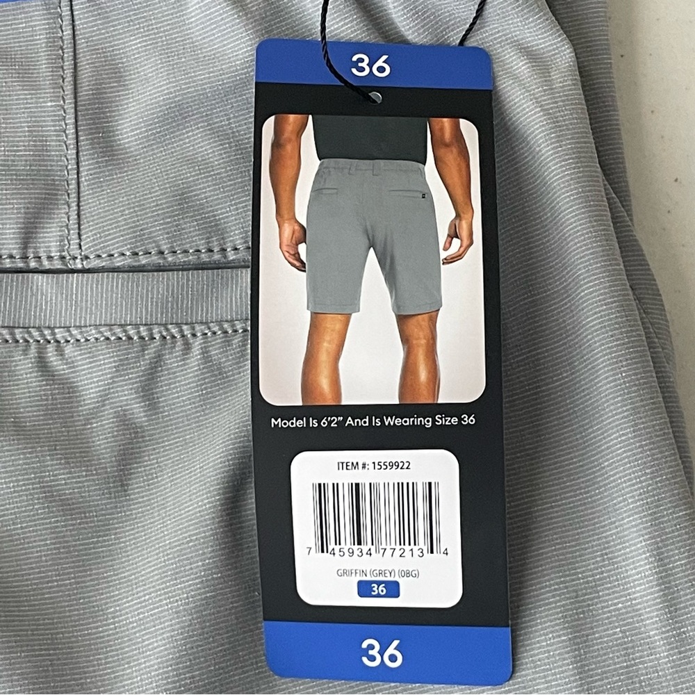 BANANA REPUBLIC NWT MEN’S FLAT FRONT SHORTS IN GRIFFIN GREY 36 - Picture 5 of 11